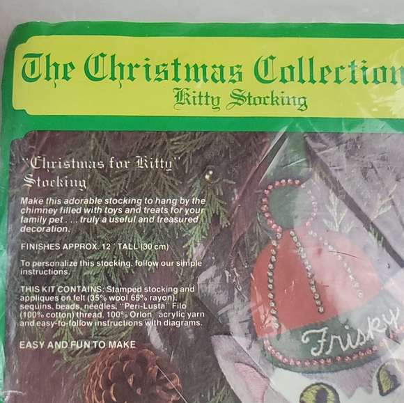 Vtg Paragon Needlecraft KITTY STOCKING 6274 Kit - Virgina Ballman - Picture 4 of 10